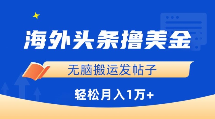 海外头条撸美金，无脑搬运发帖子，月入1万+，小白轻松掌握-艾云网创