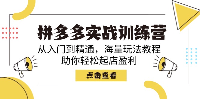 （14392期）拼多多实战训练营，从入门到精通，海量玩法教程，助你轻松起店盈利-艾云网创