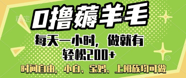 0撸薅羊毛，每天一小时，做就有轻松2张，小白宝妈，上班族均可做-艾云网创