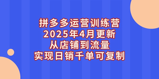 （14469期）拼多多运营训练营2025年4月更新，从店铺到流量，实现日销千单可复制-艾云网创