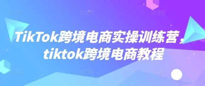 TikTok跨境电商实操训练营，tiktok跨境电商教程-艾云网创