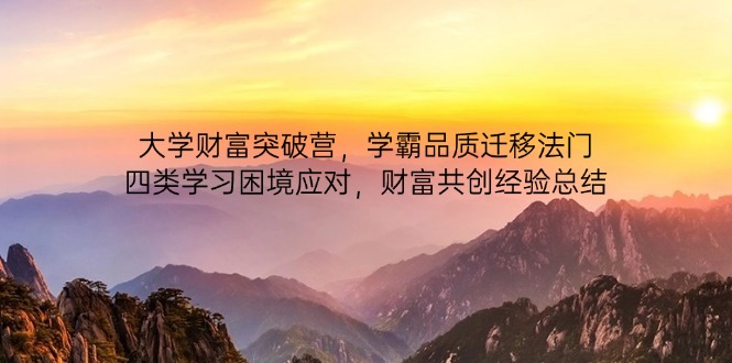 （14484期）大学财富突破营，学霸品质迁移法门，四类学习困境应对，财富共创经验总结-艾云网创