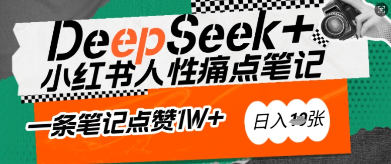AI赋能小红书爆款秘籍：用DeepSeek轻松抓人性痛点，小白也能写出点赞破万的吸金笔记，日入多张-艾云网创