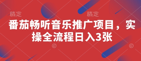 番茄畅听音乐推广项目，实操全流程日入3张-艾云网创