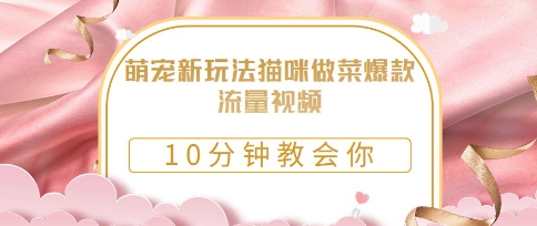萌宠新玩法猫咪做菜爆款流量视频，10分钟教会你-艾云网创