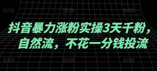 抖音暴力涨粉实操3天千粉，自然流，不花一分钱投流，实操经验分享-艾云网创