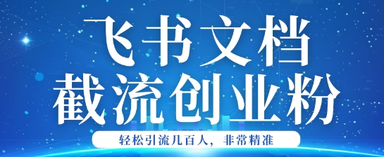 利用飞书文档截流创业粉轻松引流200+-艾云网创