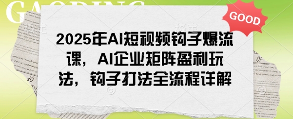 2025年AI短视频钩子爆流课，AI企业矩阵盈利玩法，钩子打法全流程详解-艾云网创