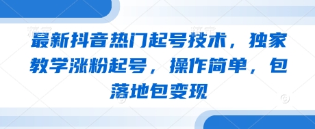最新抖音热门起号技术，独家教学涨粉起号，操作简单，包落地包变现-艾云网创