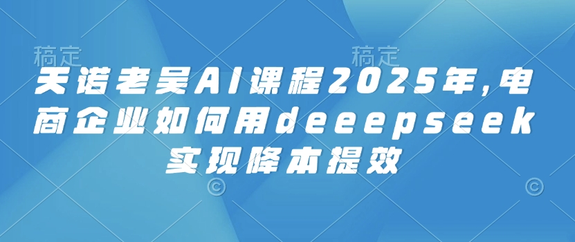 天诺老吴AI课程2025年，电商企业如何用deeepseek实现降本提效-艾云网创