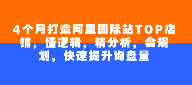 4个月打造阿里国际站TOP店铺，懂逻辑，精分析，会规划，快速提升询盘量-艾云网创
