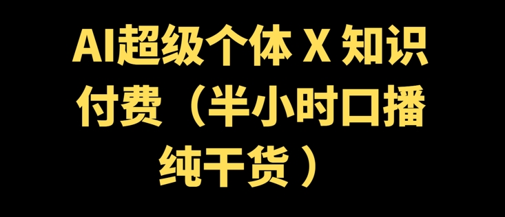 AI超级个体 + 知识付费(半小时口播纯干货 )-艾云网创