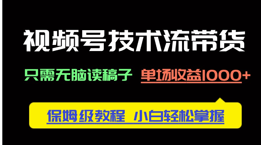 （14476期）视频号技术流带货，只需无脑读稿子，单场收益1000+ 保姆级教程，小白轻…-艾云网创