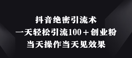 抖音绝密引流术，一天轻松引流100+创业粉，当天操作当天见效果-艾云网创