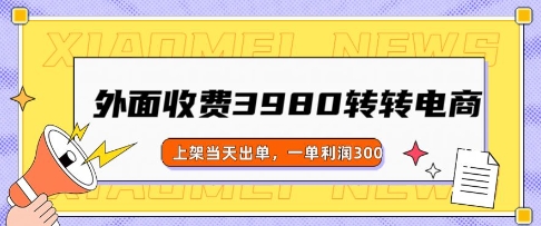 外面收费3980的转转电商玩法，上架当天出单，一单利润3张-艾云网创