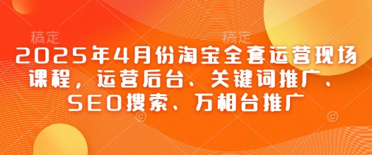 2025年4月份淘宝全套运营现场课程，运营后台、关键词推广、SEO搜索、万相台推广-艾云网创