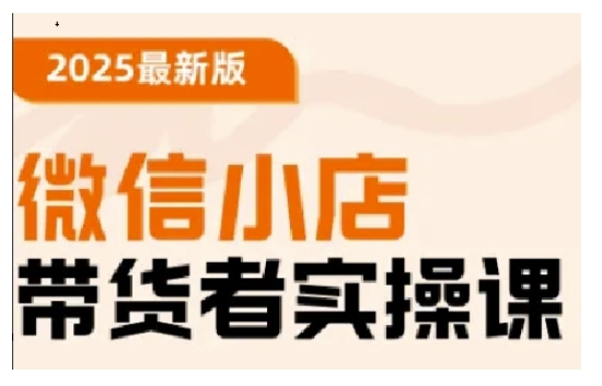 2025最新版微信小店带货者实操课，基础操作到高级运营技巧，快速上手-艾云网创